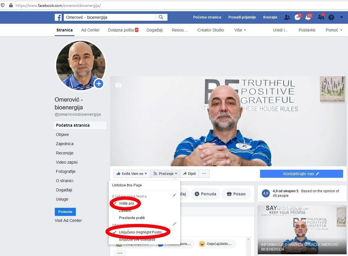 Kako pratiti Facebook stranicu Omerović – bioenergija ?