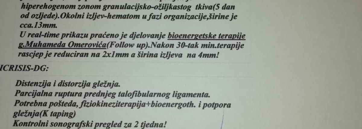 Liječnički nalaz iz kojeg se vidi da Omerovićevi tretmani nisu rezultat placebo efekta. 